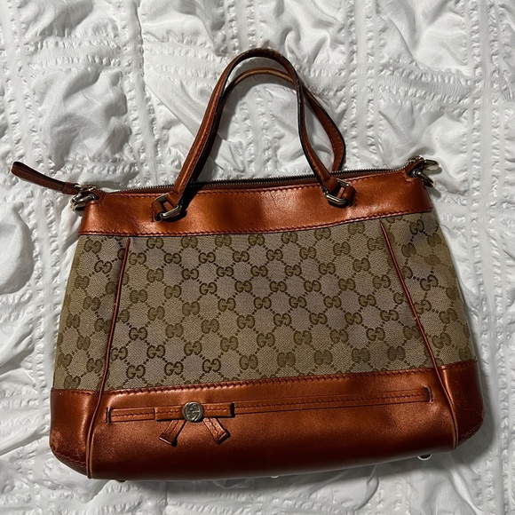 Gucci Monogram Web Mayfair Top Handle Satchel Crossbody Two Way Shoulder Bag - Picture 11 of 16